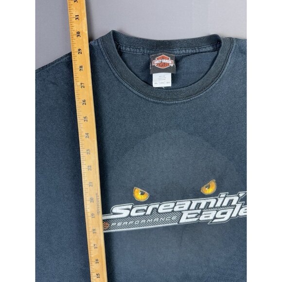 Rare Vintage Y2K Harley Davidson Screaming Eagle Faded Art Black 2XL Shirt Promo - Picture 6 of 6